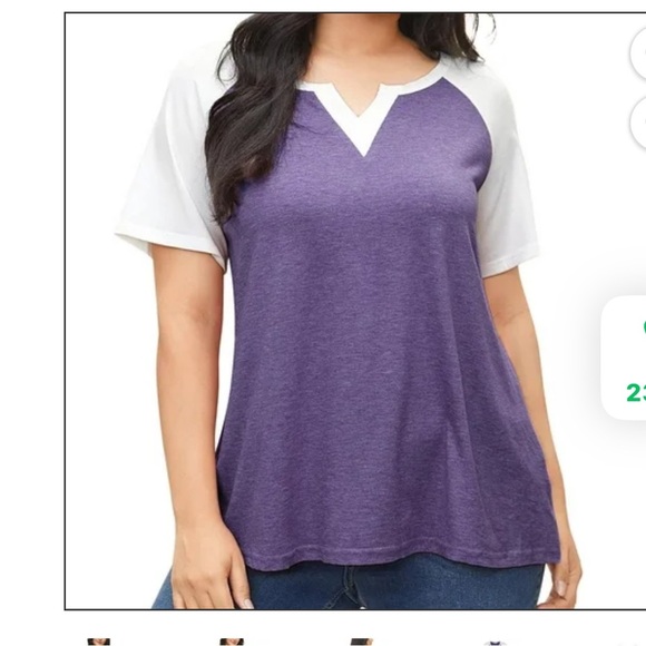 BloomChic Plus Size 2XL Colorblock Contrast Notched Raglan Sleeve T-shirt us18 - Picture 1 of 5